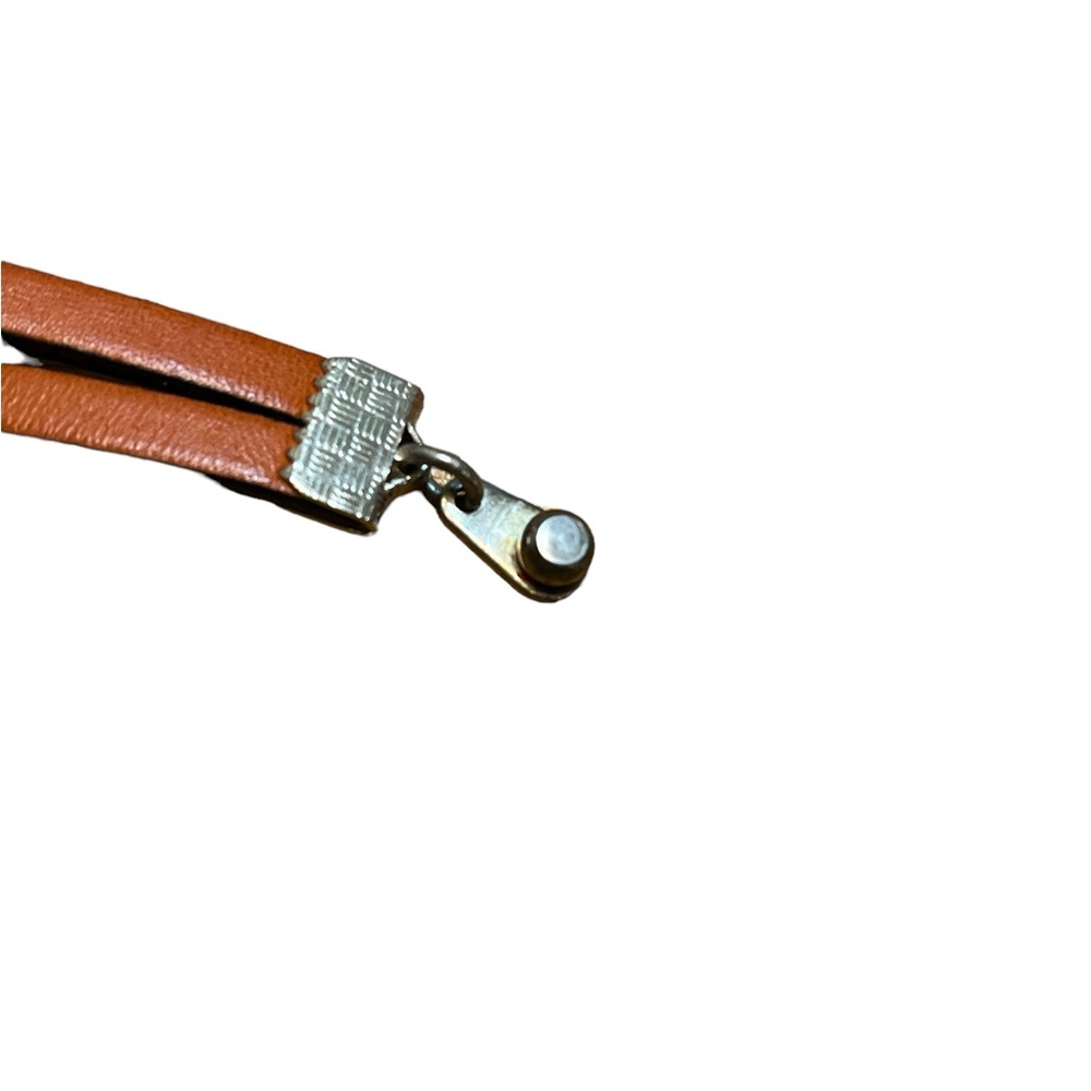 Orange Brown Leather Flower Slide Bracelet - Picture 5 of 6